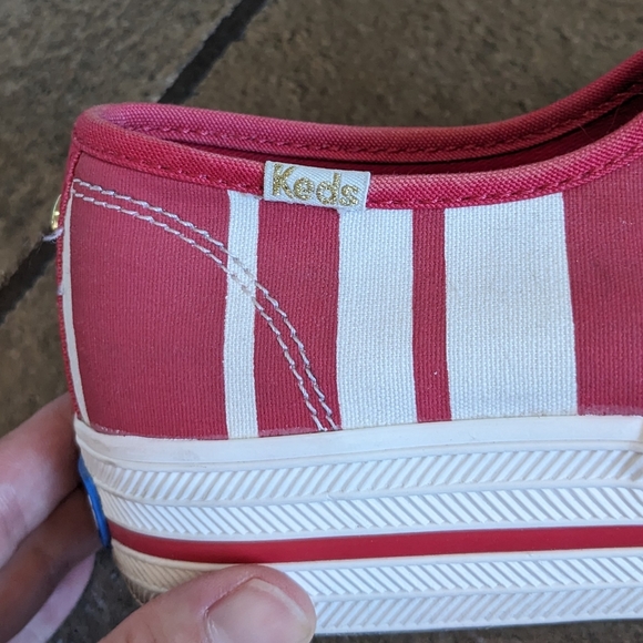 Keds Kate Spade Chunky Platform Sneakers Size 6 Red & Cream - Picture 6 of 16